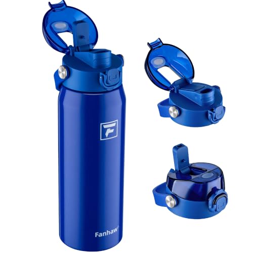 Fanhaw 24oz Stainless Steel Water Bottle with 2-in-1 Lid, Klein Blue - color: Klein Blue