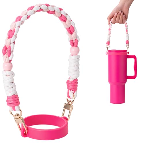 Water Bottle Handle Strap Compatible with Owala Water Bottle - color: Rose Pink