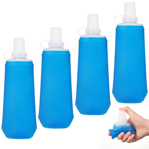 LemonRoad 4 Pcs 250ml Collapsible Soft Water Bottle for Running, TPU
