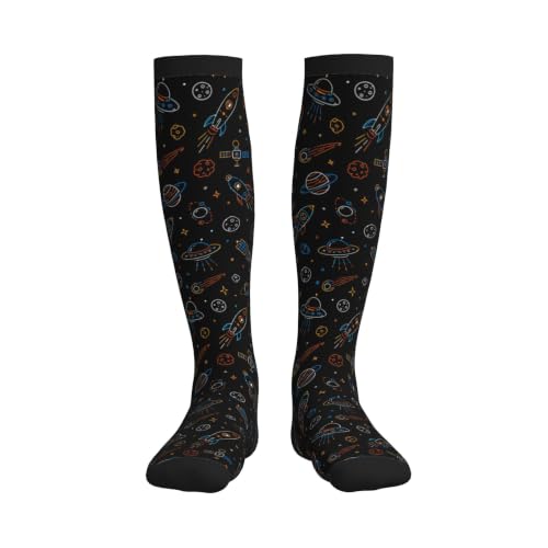 Compression Socks Women and Men 15-20mmHg-Circulation Support Socks for Athletic Running Cycling - color: Planet