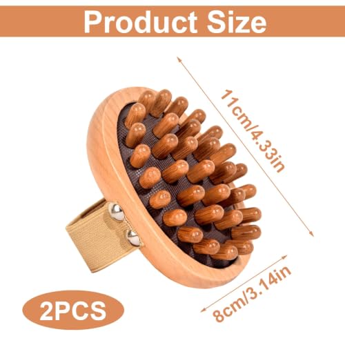 2pcs Wood Lymphatic Drainage Massager Body Gua Sha Brush Tool