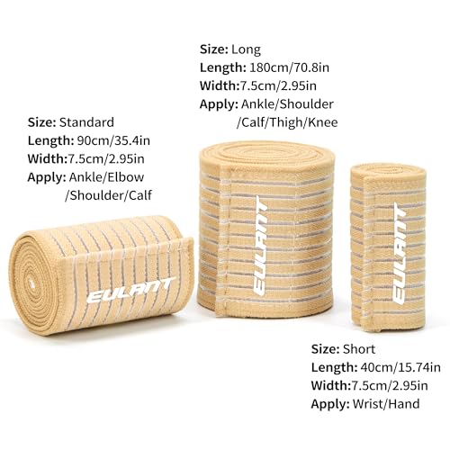 EULANT 180cm Elastic Legs Support Brace,Adjustable Compression Leg Wraps - color: Beige, size: 180cm