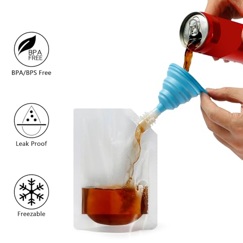 Liquor Plastic Flasks Concealable And Reusable Cruise Sneak Flask Drink Pouches Drinking bags with Funnel (8OZ-6PCS) - size: 8OZ-6PCS