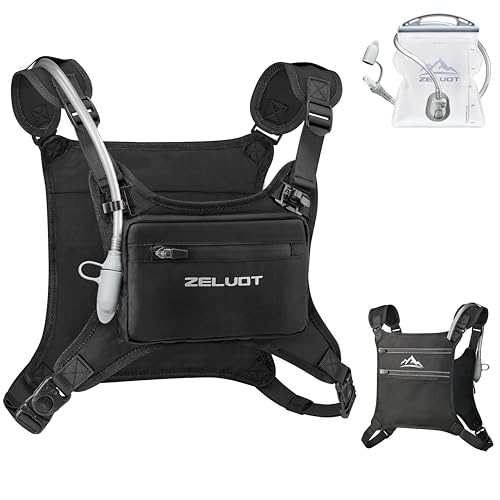 Zelvot Running Vest with 1L Water Bladder, Chest Pack for Men Women - color: Black