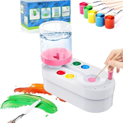 Upgraded Paint Brush Cleaner Tool,Brush Rinser Cup Painting Running Water Circulation Art Supplies for Acrylic,Watercolor and Water Based for Adults Artist Beginners and Kid(Pink) - color: Pink