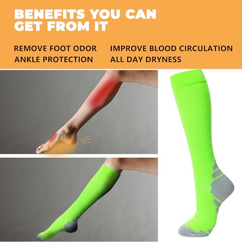 fenglaoda 3 Pairs Compression Socks for Women & Men Knee High Nurse Pregnant Cute Medical Running Travel Athletic - color: 00-3pairs-19, size: Small-Medium