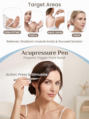 Rena Chris Stainless Steel Muscle Scraper Tool and Acupressure Pen 2-Pieces