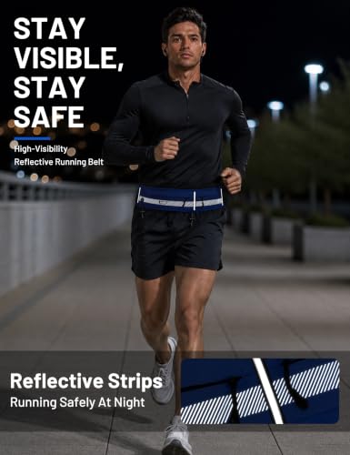 MIER Running Belt for Women & Men, Fanny Pack with Marathon Bib Clip, Navy - color: Navy