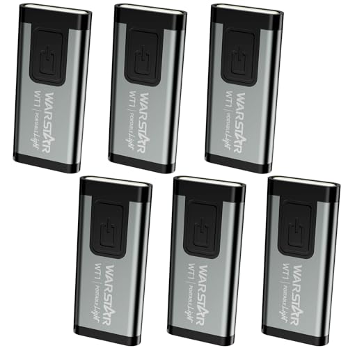 WARSTAR Keychain Flashlight with Personal Safety Alarm, 200LM Mini EDC Light, USB-C Rechargeable Emergency Siren for Women & Night Safety (6pack,Grey*6) - color: 6pack,Grey*6