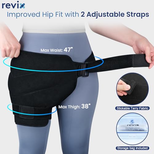 REVIX Extra Large Hip Ice Pack Wrap After Surgery, Cold Packs for Hip - color: Black