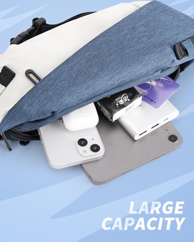 Fanny Pack For Women,Crossbody Sling Bags For Women,Waist Packs For Men,Belt Bags Travel Fanny Pack,Casual Daypack Shoulder Bag Running Tactical Man Purse - color: A1-Blue White