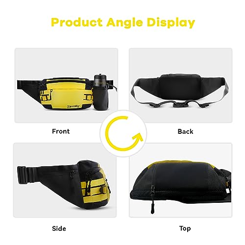 Zavothy Waist Bag for Women Fashion Fanny Pack Men Hiking Waist Packs for Running Hiking Gear with Detachable Water Bottle Holder for Walking Hiking Cycling