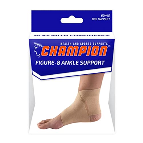 Champion Figure-8 Ankle Support, Light Elastic Compression Brace, Muscle Joint Recovery, Black, 2X-Large - color: Black, size: 2X-Large