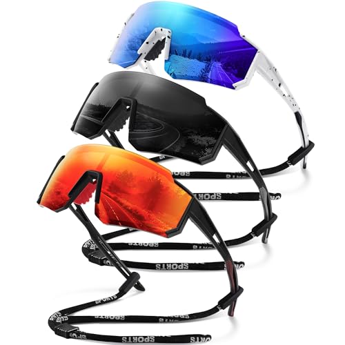 Polarized Sports Sunglasses Men Women for Running UV400 Protection - color: A1 Black/Ice Blue/Orange