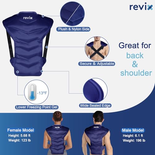 REVIX Large Ice Pack for Back & Shoulder, Reusable Gel Cold Wrap, Navy - color: Navy