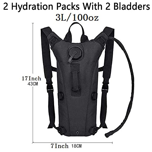 Tactical Water Hydration Pack Military 3L Water Bladder Carrier Backpack Leakproof for Running Jogging Cycling Hiking - color: 2Pack Black
