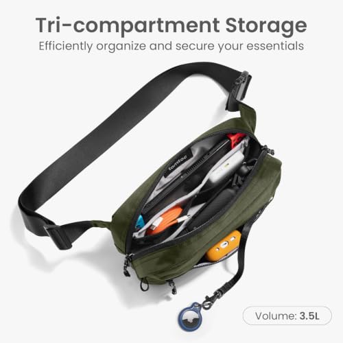 tomtoc 3.5L Sling Bag with RFID Blocking Crossbody Chest Pack for Men Women - color: Green, size: 3.5L
