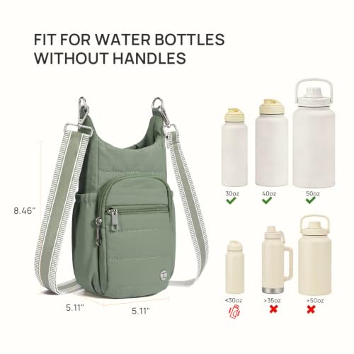 Telena Water Bottle Holder with Strap RFID Crossbody Bags for Women - color: Antique Green