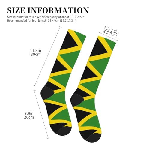 Compression Socks Knee High Support Stockings Women Men - color: Jamaican Flag