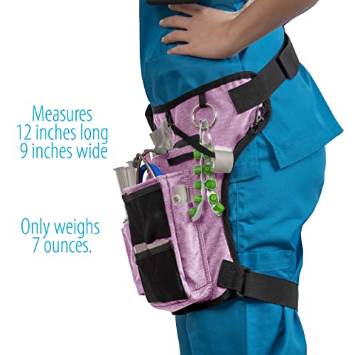Nursing Tools Nurse Fanny Pack with Elastic Leg Band – Nursing Waist Bag Organizer with Holders for Stethoscope, Tape & Bandage Scissors – Medical Utility Pack (Purple Haze) - color: Purple Haze