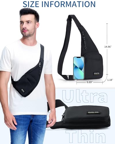 Seoky Rop Sling Bag Slim Personal Purse Pocket Small Crossbody Chest Bag - color: 01-black, size: Small