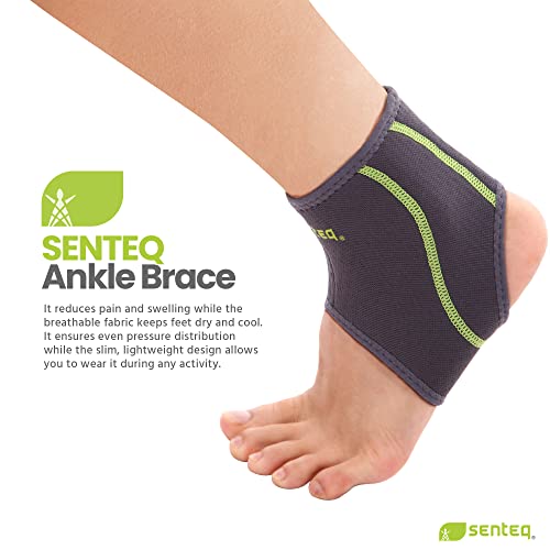 SENTEQ Ankle Brace for Men & Women- Compression Support for Sprained Ankles and Plantar Fasciitis, Elastic Neoprene Slim Sleeve for Jogging and Running, Ankle Stabilizer and Support for Walkers (3XL) - size: 3X-Large (Pack of 1)