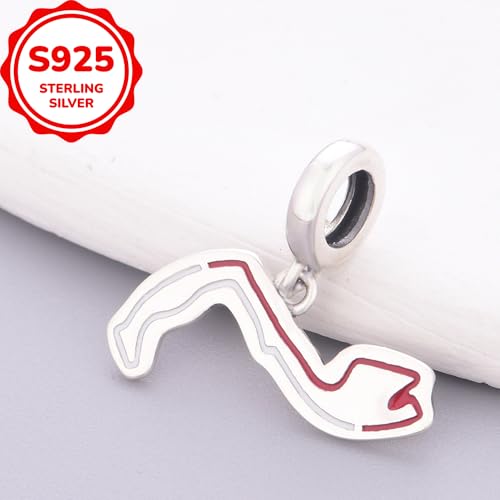 F1&Famous Race Racetrack Charm for Bracelet Necklaces, S925 Sterling Silver Charms, UK Brazil Spain Race Track Charms Jewelry Racing Souvenirs Gift - color: Race Racetrack Q4093