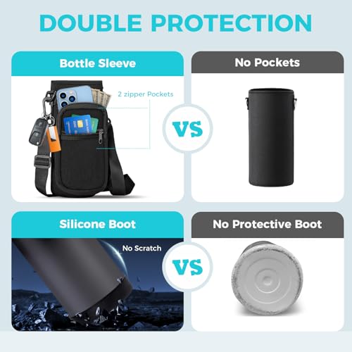 Metal Water Bottle 40oz - Stainless Steel Water Bottles with Straw Spout Lid, Sleeve Carry Strap, Vacuum Insulated, Leak Proof, BPA Free Water Jug, Modern Reusable Waterbottle Gym Biking Camping - color: Ocean Blue, size: 40 Ounces