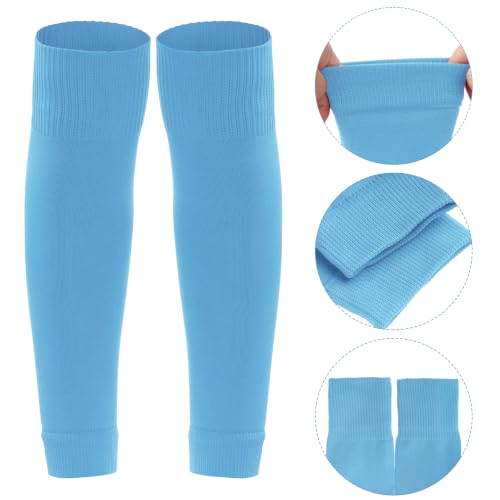 phnydreg 3 Pairs Leg Sleeve Shin Pre Cut Socks for Kids Youth Men Women Soccer Running Cycling - color: Light Blue