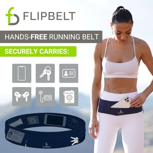 FlipBelt Zipper Running Belt, Waist Pack for Fitness and Running, US Company - color: Midnight Blue, size: X-Small