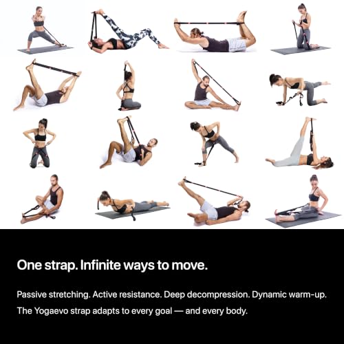 Yogaevo Elastic Stretching Strap With Loops For Physical Therapy - color: Black