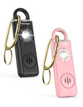TECKNET Rechargeable Personal Safety Alarm for Women, 2-Pack 130dB Personal Alarm with SOS Strobe Light, Low Battery Notice, Keychain Alarms Loud Siren for Girls Kids Elderly - color: Black & Pink