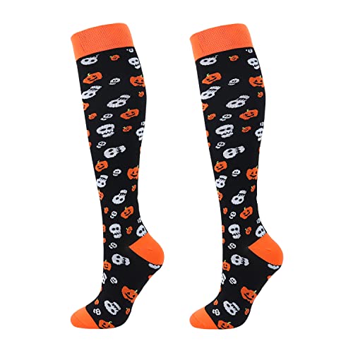 Junely Compression Socks for Women Knee High Socks Funny - color: Halloween02