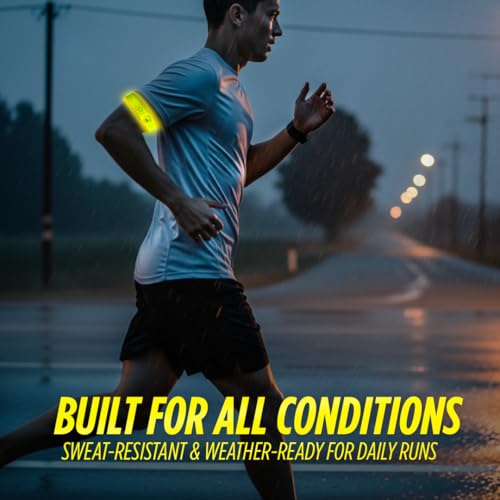 SlapLite Rechargeable LED Armband, Reflective Running Lights for Runners, Reflective Safety Gear Women, Men for Running, Walking, Cycling at Night, High Visibility Arm Band, Fits-All - color: Yellow