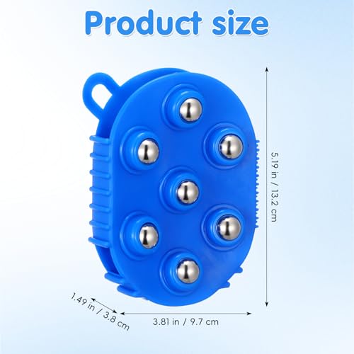 Handheld Massage Glove - 2pcs Palm Shaped Body Roller Tool with 360-degree 7 Roller Balls for Neck Shoulder Back Legs Feet in Shower or Bath, Water-Resistant PVC - 5.2x3.9x1.5in