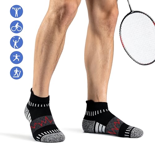 IRAMY Ankle Compression Socks for Women Men Cushioned Athletic Running Socks Plantar Fasciitis Relief 2/3/4/5/6 Pairs - color: Z-black/Red+black/White+black/Blue(5 Pairs), size: Large