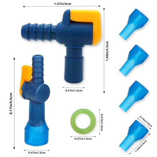 4 Pack Replacement Bite Valve Mouthpiece with Shutoff Valve & Tube O-Ring, Universal Hydration Bladder Mouthpiece Fit Most Water Backpack Hydration Pack Brands - color: Blue