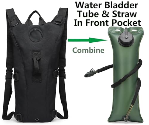 Tactical Water Hydration Pack Military 3L Water Bladder Carrier Backpack Leakproof for Running Jogging Cycling Hiking - color: Navy Blue