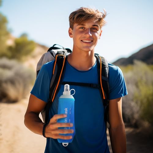 Soft Flask, TPU Collapsible Runner Water Bottle, for Hydration Flask/Running Vests-Running, Hiking, Cycling Folding Bottle (250 ml) - Blue