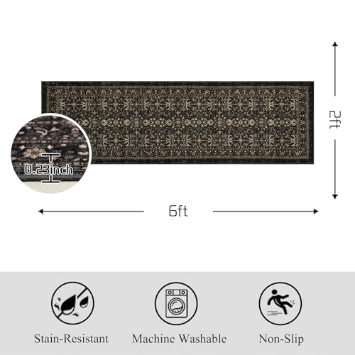 Ruaruarug Hallway Washable Runner Rug 2×6, Ultra Soft, Black Grey - color: Dark Gray, size: 2' x 6' (Rectangular)