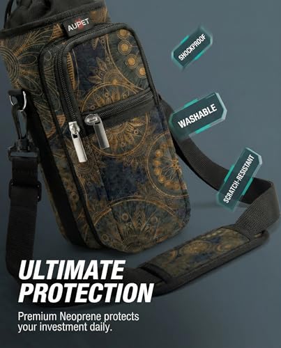 AUPET Water Bottle Sling Bag Sleeve Holder Carrier 25/32/40/64 oz,Insulated Crossbody Water Bottle Case Cover with Strap and Pockets for Men/Women Walking Hiking - color: stylish, size: 64oz