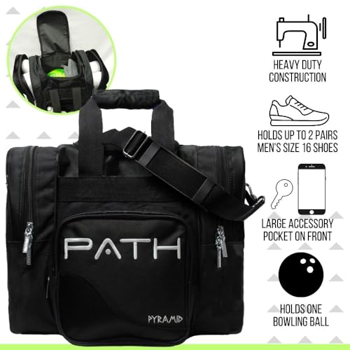 Pyramid Path Pro Deluxe Single Bowling Ball Tote - Holds One Ball, One Pair Shoes Up to Mens 15 - color: Black