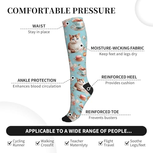Cute Compression Socks Knee High Support Stockings Women Men - color: Cute Cats