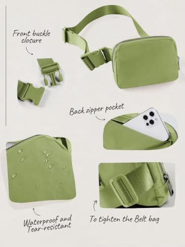 ODODOS Unisex Mini Belt Bag with Adjustable Strap Small Fanny Pack for Workout Running Traveling Hiking, Olive - color: Olive