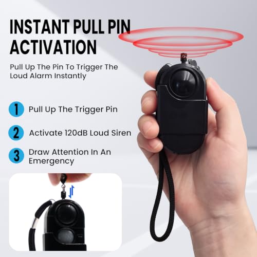 2 Packs Portable Mini Motion Detector Alarm-120DB Ear-Piercing Siren-SOS LED Light, Hotel Door Room Security Device for Female Women Kids Life Safety While Travelling Alone
