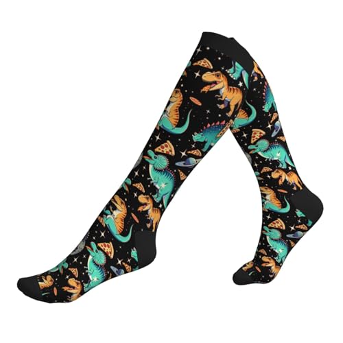 Compression Socks Circulation 15-20 Mmhg Knee High - color: Pizza Dinsaurs