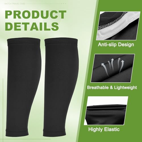 Sun Protection Leg Sleeves, Sports Compression Leg Cooling Ice Silk Sleeves with Anti-slip Silicone Strips - color: Black
