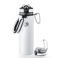 GOSWAG 24oz Insulated Stainless Steel Travel Water Bottle, 2 Lids - color: Matte White