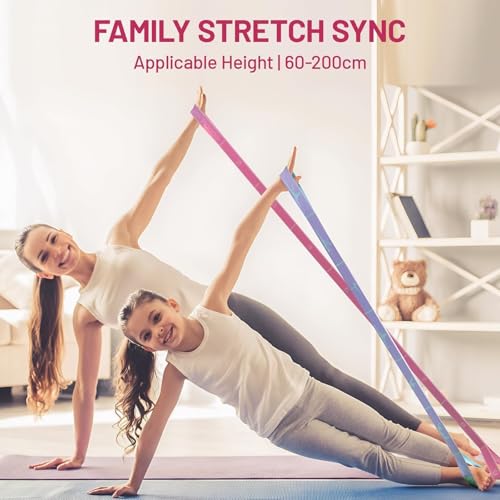 Slim Panda Stretch Strap with 9 Loops, Elastic Yoga Straps for Stretching - color: Pink+Purple
