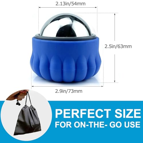 Massage Ice Roller Ball Cold & Heat Therapy Tissue Relief Muscle Recovery - color: Blue and Gray